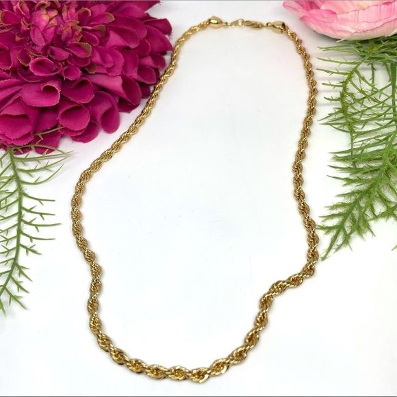 Vintage Jewelry Vintagequality Golden Spiral Twist Chain Link Necklace Poshmark